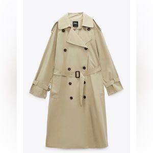 Oversized pocket trench in beige